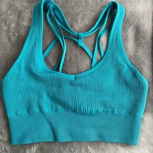 Teal Galaxy Ribbed Seamless Bra NVGTN